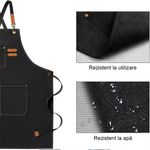 Casa si Gradina - Textile si covoare - Textile bucatarie - Sorturi bucatarie si gratar - Sort pentru Bucatari, Chelneri, Barista din Bumbac Rezisent Tip Denim, Marime Universala Reglabila, Negru - Infinity.ro