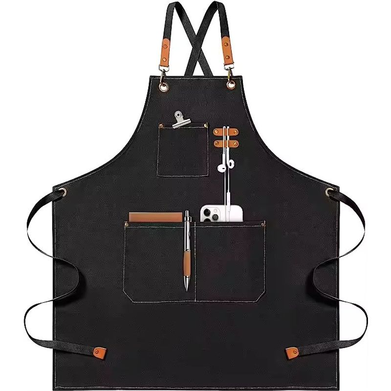 Casa si Gradina - Textile si covoare - Textile bucatarie - Sorturi bucatarie si gratar - Sort pentru Bucatari, Chelneri, Barista din Bumbac Rezisent Tip Denim, Marime Universala Reglabila, Negru - Infinity.ro