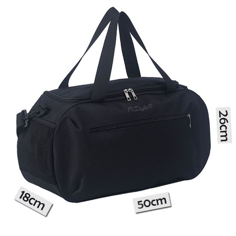 Sport si Outdoor - Echipament Sportiv - Accesorii echipament sportiv - Genti si borsete fitness - Set de La Producator din Geanta pentru Sala si Doua Tricouri Quick Dry pentru Fitness sau E, Argintiu, Negru, 50x18x26cm - Infinity.ro