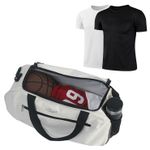 Sport si Outdoor - Echipament Sportiv - Accesorii echipament sportiv - Genti si borsete fitness - Set Geanta pentru Sala si Doua Tricouri Quick Dry M, Alba, 50x18x26cm - Infinity.ro