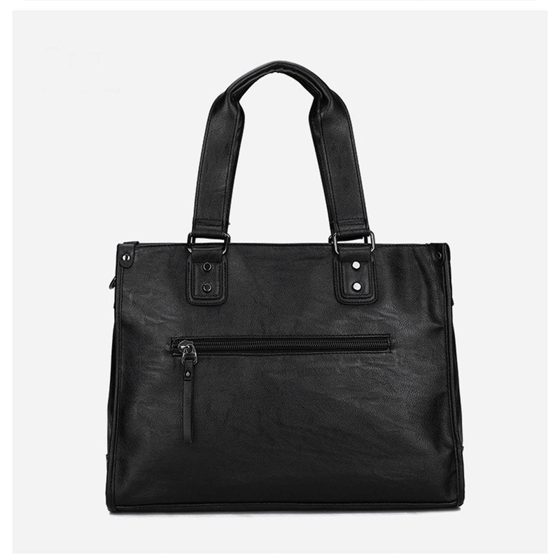Fashion, accesorii si bijuterii - Barbati - Accesorii barbati - Genti si rucsacuri barbati - Geanta Office pentru Barbati, din Piele Ecologica Premium, Impermeabila, Neagra, 30 x 40 x 12 cm - Infinity.ro