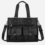 Fashion, accesorii si bijuterii - Barbati - Accesorii barbati - Genti si rucsacuri barbati - Geanta Office pentru Barbati, din Piele Ecologica Premium, Impermeabila, Neagra, 30 x 40 x 12 cm - Infinity.ro