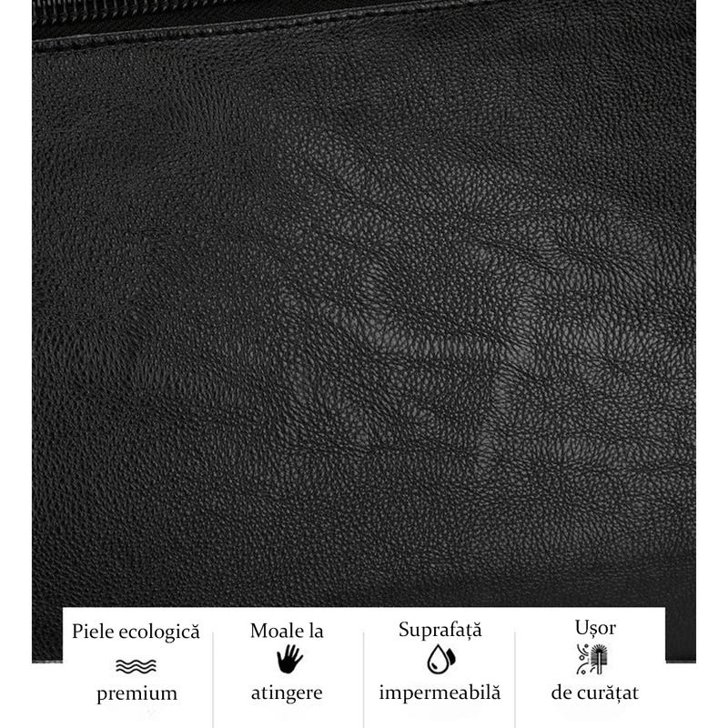 Fashion, accesorii si bijuterii - Barbati - Accesorii barbati - Genti si rucsacuri barbati - Geanta Office pentru Barbati, din Piele Ecologica Premium, Impermeabila, Neagra, 30 x 40 x 12 cm - Infinity.ro