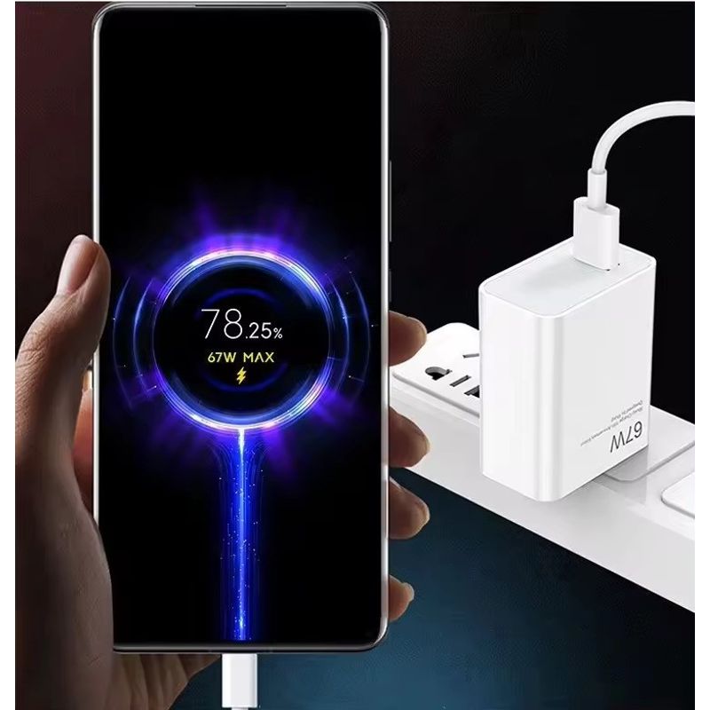 Laptop, Telefoane si Tablete - Telefoane mobile si accesorii - Accesorii Telefoane - Incarcatoare telefoane - Set Incarcator 67W si cablu USB-C la USB-A pentru Telefoane cu mufa USB-C Android si Apple iPhone 15 / 15 Pro /, Alb, 1m - Infinity.ro