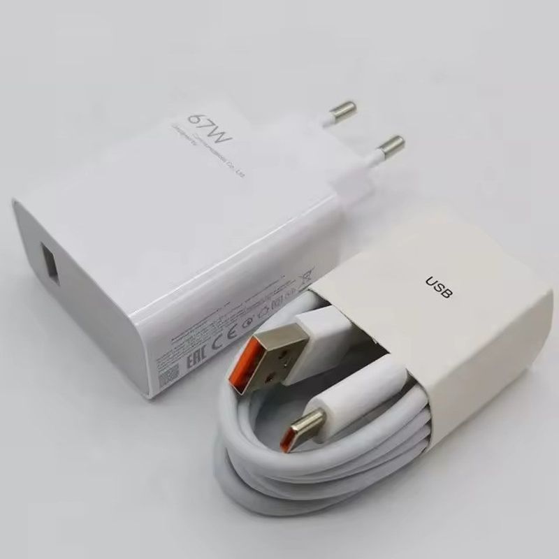 Laptop, Telefoane si Tablete - Telefoane mobile si accesorii - Accesorii Telefoane - Incarcatoare telefoane - Set Incarcator 67W si cablu USB-C la USB-A pentru Telefoane cu mufa USB-C Android si Apple iPhone 15 / 15 Pro /, Alb, 1m - Infinity.ro