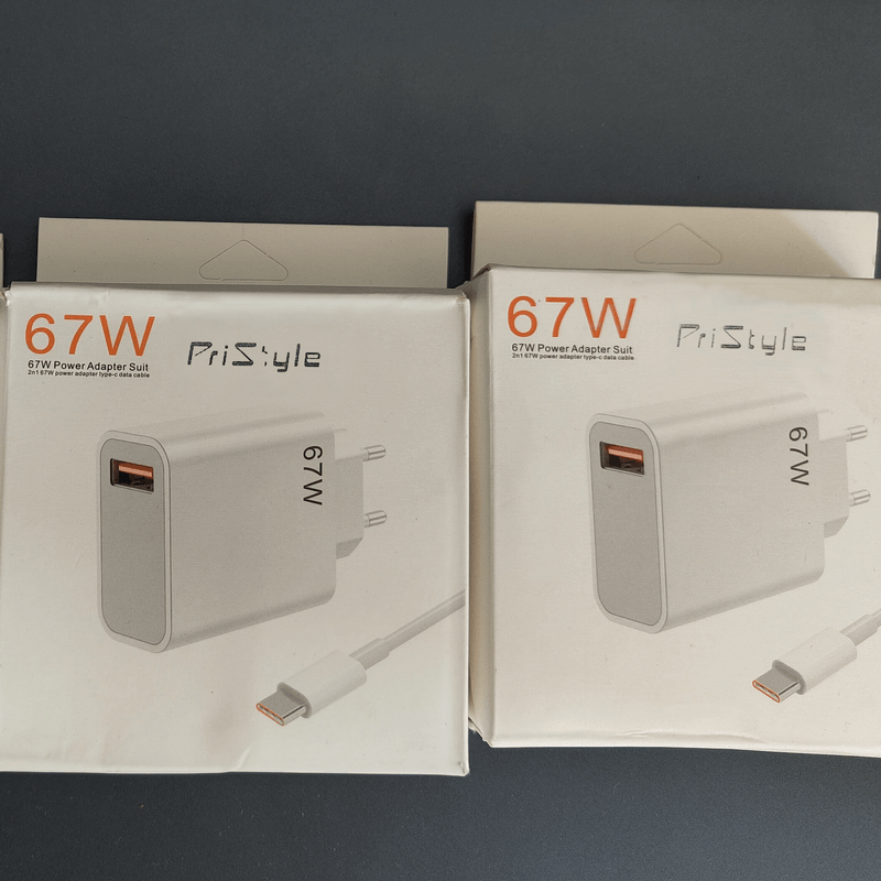 Laptop, Telefoane si Tablete - Telefoane mobile si accesorii - Accesorii Telefoane - Incarcatoare telefoane - Set Incarcator 67W si cablu USB-C la USB-A pentru Telefoane cu mufa USB-C Android si Apple iPhone 15 / 15 Pro /, Alb, 1m - Infinity.ro