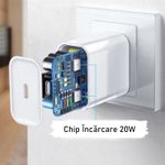 Laptop, Telefoane si Tablete - Telefoane mobile si accesorii - Accesorii Telefoane - Incarcatoare telefoane - Incarcator Lightning - USB C, Alb, 20w, 1m - Infinity.ro