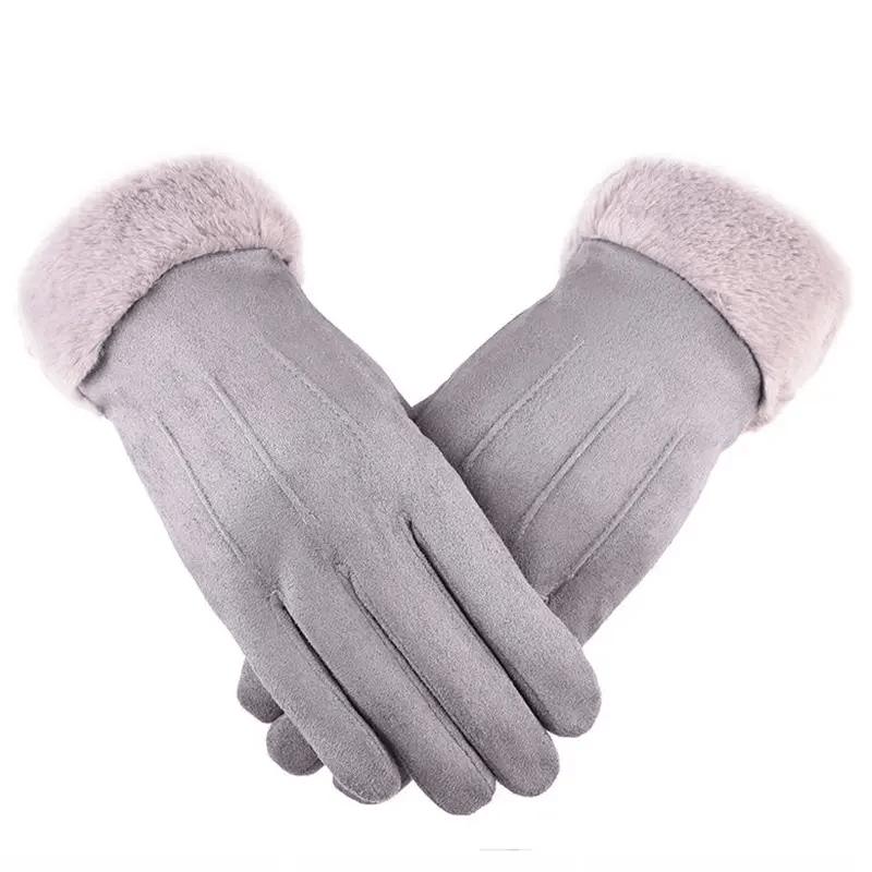 Manusi Calduroase pentru Toamna si Iarna, pentru Femei, din Fleece si Exterior Satinat Elegant, Gri Inchis, PriStyle®