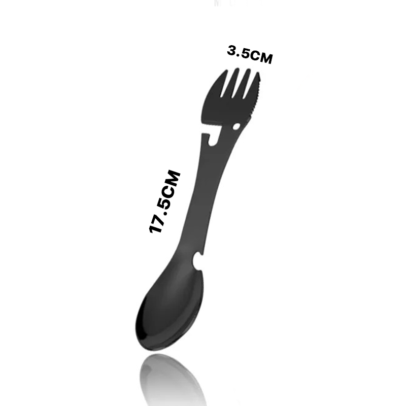 Sport si Outdoor - Camping - Bucatarie de camping - Vesela camping - Tacam 5 in 1 tip Spork, Utilizabil ca Lingura, Negru - Infinity.ro