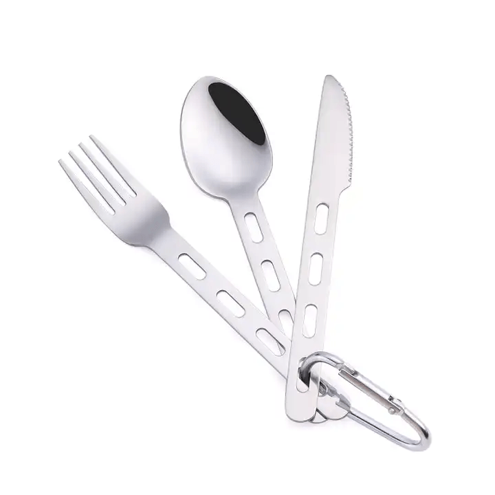 Set 3 Tacamuri Portabile, Catarama Inclusa, pentru Camping, Calatorie sau Picnic, Otel Inoxidabil, PriStyle®