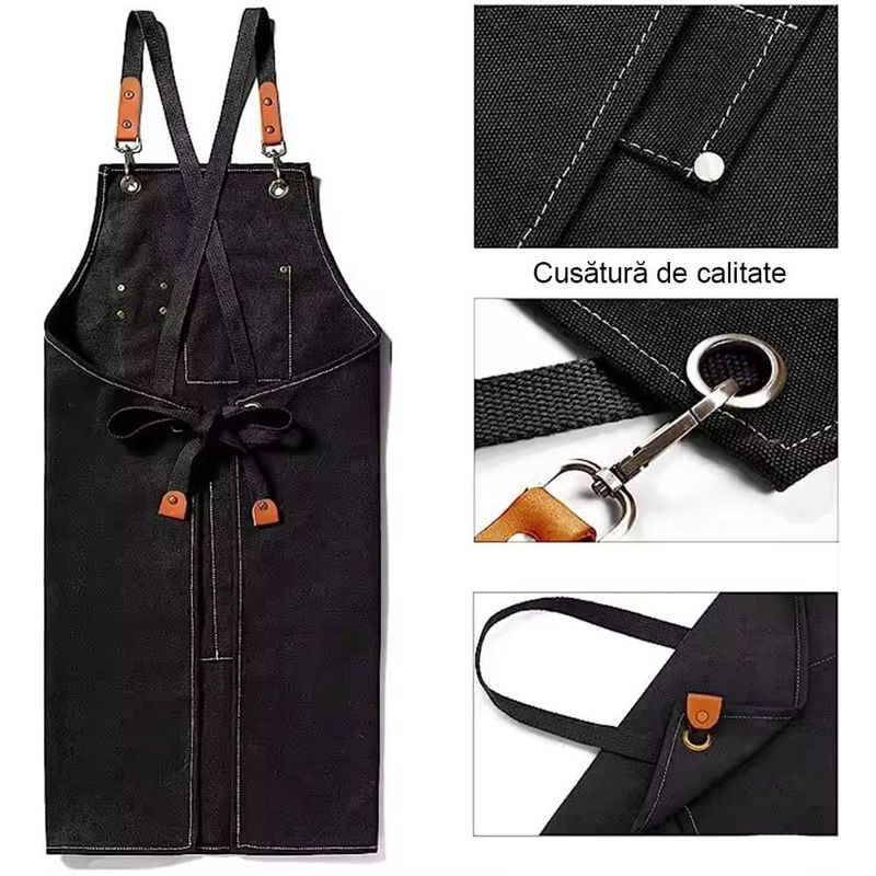Casa si Gradina - Textile si covoare - Textile bucatarie - Sorturi bucatarie si gratar - Sort pentru Bucatari, Chelneri, Barista din Bumbac Rezisent Tip Denim, Marime Universala Reglabila, Roz - Infinity.ro