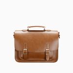 Fashion, accesorii si bijuterii - Barbati - Accesorii barbati - Genti si rucsacuri barbati - Geanta Business din Piele Ecologica Premium, Tip Servieta, cu Doua Catarame Metalice, Maro, 26 cm, 37 cm, 10 cm - Infinity.ro