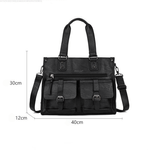 Fashion, accesorii si bijuterii - Barbati - Accesorii barbati - Genti si rucsacuri barbati - Geanta Office pentru Barbati, din Piele Naturala Premium, Impermeabila, Neagra, 30 x 40 x 12 cm - Infinity.ro