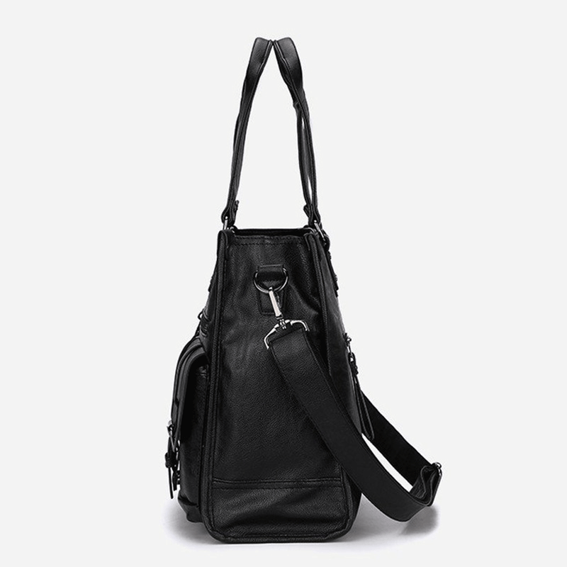 Fashion, accesorii si bijuterii - Barbati - Accesorii barbati - Genti si rucsacuri barbati - Geanta Office, din Piele Naturala Premium, Impermeabila, Neagra, 30 x 40 x 12 cm - Infinity.ro