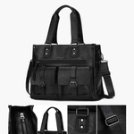 Fashion, accesorii si bijuterii - Barbati - Accesorii barbati - Genti si rucsacuri barbati - Geanta Office, din Piele Naturala Premium, Impermeabila, Neagra, 30 x 40 x 12 cm - Infinity.ro