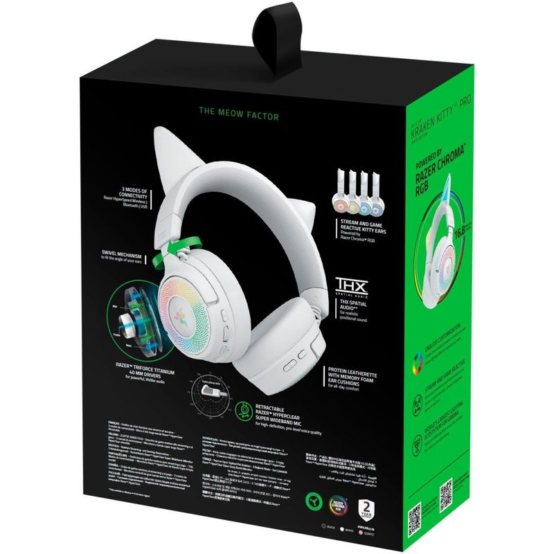 PC, gaming si accesorii - Gaming - Accesorii gaming - Controlere, Volane si Casti gaming - Casti wireless Razer Kraken Kitty V3 Pro, THX Spatial Audio, iluminare RGB, microfon detasabil unidirectional, Alb - Infinity.ro
