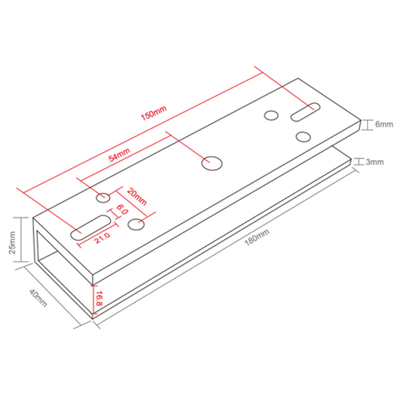 Casa si Gradina - Electrice - Smart Home - Control acces si accesorii - Suport U pt. montaj electromagnet CSE-280P-S pe usi din sticla CSE-280P-U - Infinity.ro