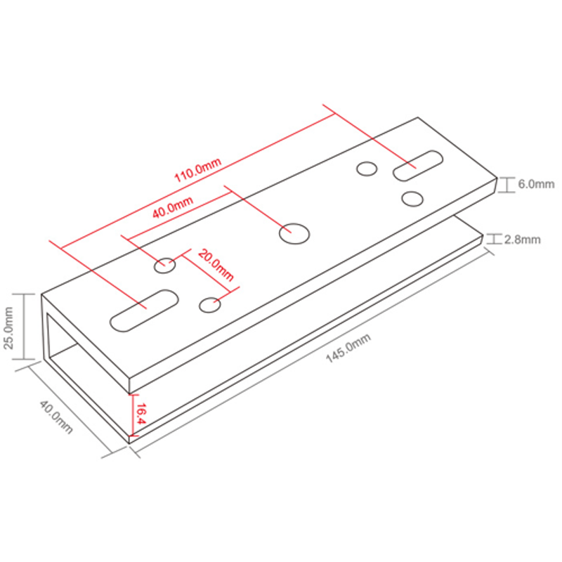 Casa si Gradina - Electrice - Smart Home - Control acces si accesorii - Suport U pt. montaj electromagnet CSE-180P-(S) pe usi din sticla CSE-180P-U - Infinity.ro