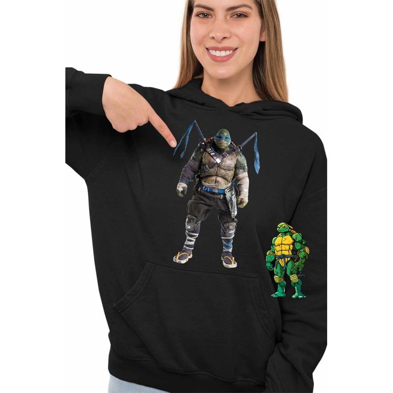 Fashion, accesorii si bijuterii - Femei - Imbracaminte femei - Hanorace femei - Hanorac Femei Testoasele Ninja Leonardo Ninjutsu Mutant, negru, marime S - Infinity.ro