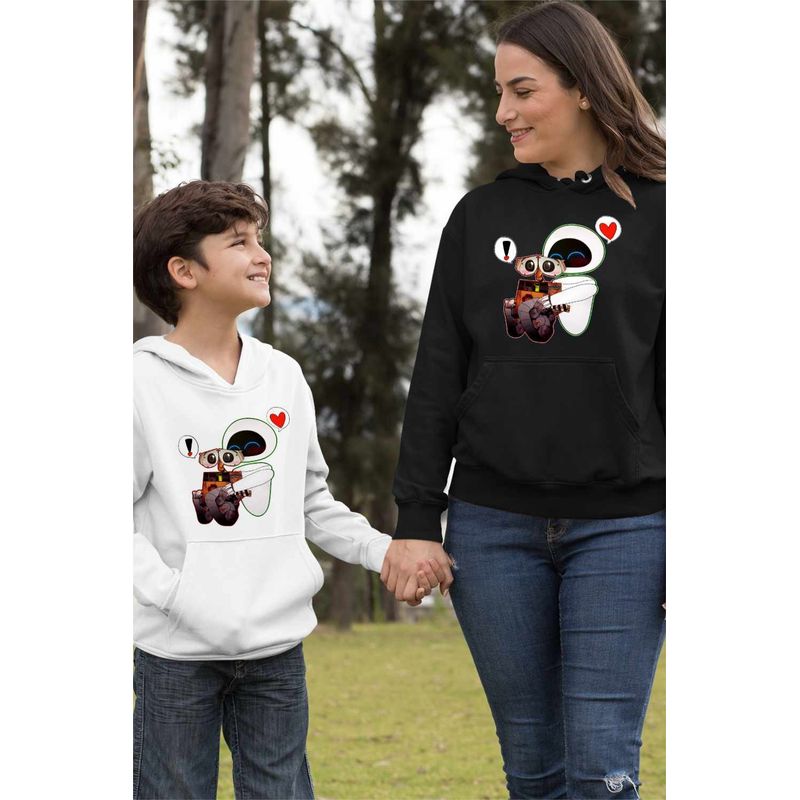 Fashion, accesorii si bijuterii - Femei - Imbracaminte femei - Hanorace femei - Hanorac Femei Wall-E Love Eve Dragobete Valentines Day Romantic, negru, marime S - Infinity.ro