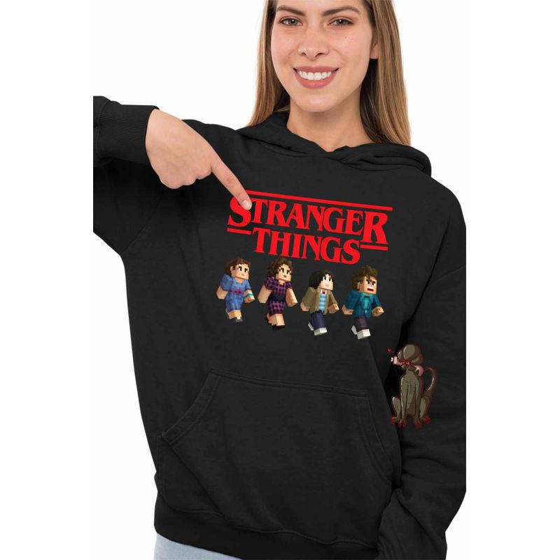 Fashion, accesorii si bijuterii - Femei - Imbracaminte femei - Hanorace femei - Hanorac Femei Stranger Things in Roblox Minecraft Abis, negru, marime S - Infinity.ro