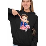 Fashion, accesorii si bijuterii - Femei - Imbracaminte femei - Hanorace femei - Hanorac Femei Stranger Things Jane Eleven Desene Cartoon, negru, marime S - Infinity.ro