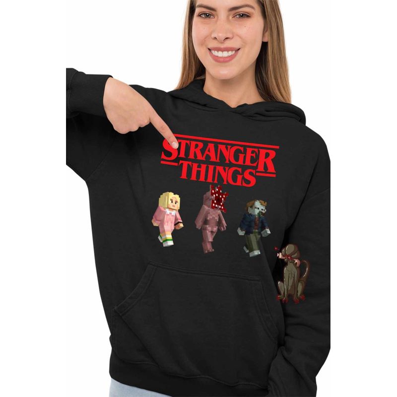 Fashion, accesorii si bijuterii - Femei - Imbracaminte femei - Hanorace femei - Hanorac Femei Stranger Things Minecraft Demogorgon Roblox, negru, marime S - Infinity.ro