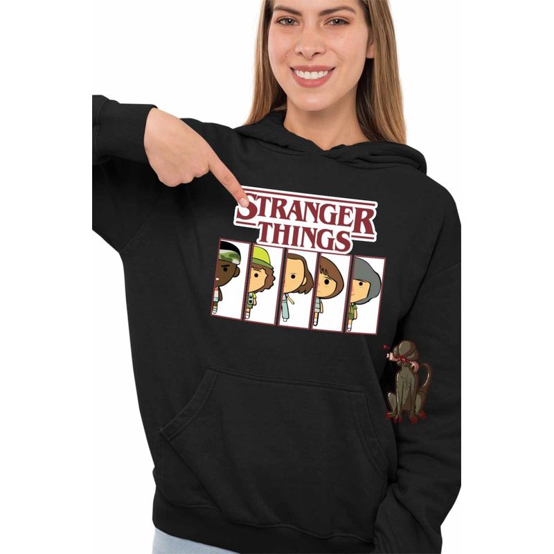 Fashion, accesorii si bijuterii - Femei - Imbracaminte femei - Hanorace femei - Hanorac Femei Stranger Things Team Survivor Film, negru, marime S - Infinity.ro