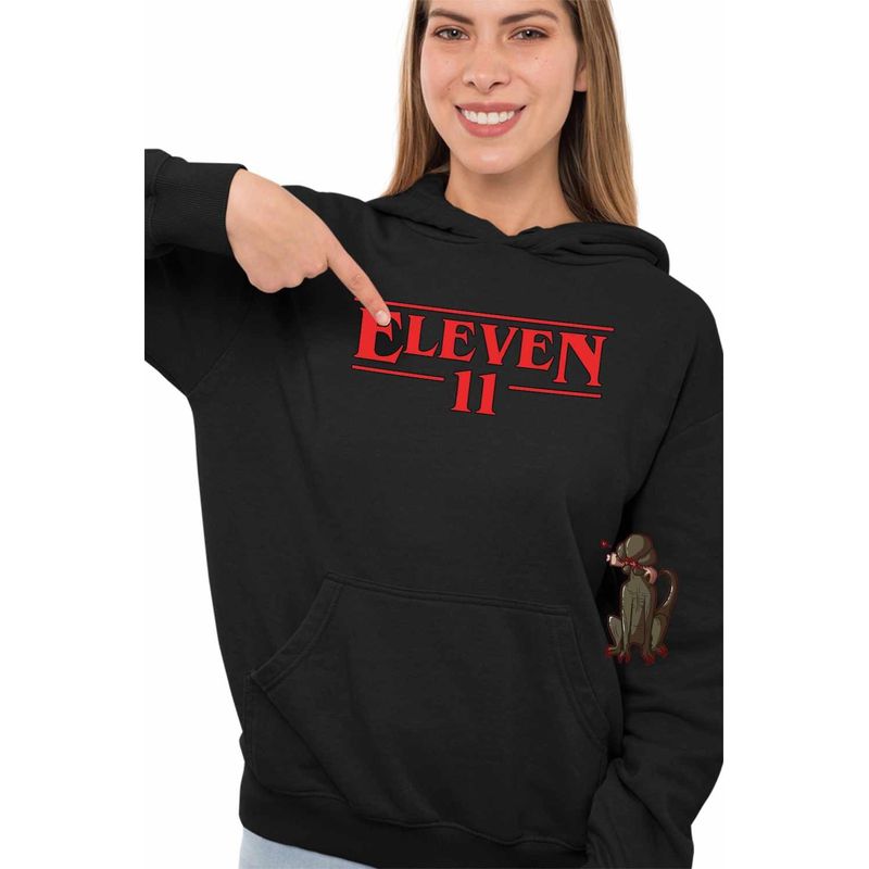 Fashion, accesorii si bijuterii - Femei - Imbracaminte femei - Hanorace femei - Hanorac Femei Stranger Things Upside Down Eleven, negru, marime S - Infinity.ro