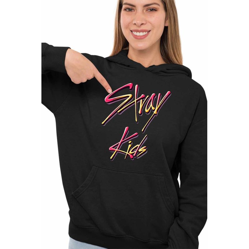 Fashion, accesorii si bijuterii - Femei - Imbracaminte femei - Hanorace femei - Hanorac Femei Stray Kids Kpop Merch, negru, marime S - Infinity.ro