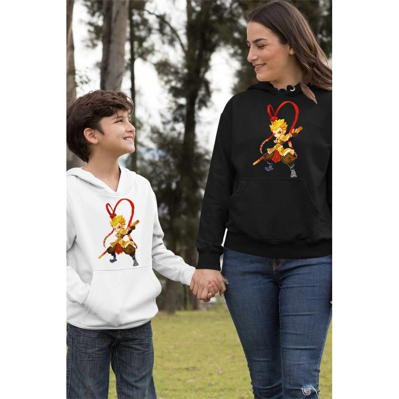 Fashion, accesorii si bijuterii - Femei - Imbracaminte femei - Hanorace femei - Hanorac Femei Sun Wukong Monkey King Aventuri, negru, marime S - Infinity.ro