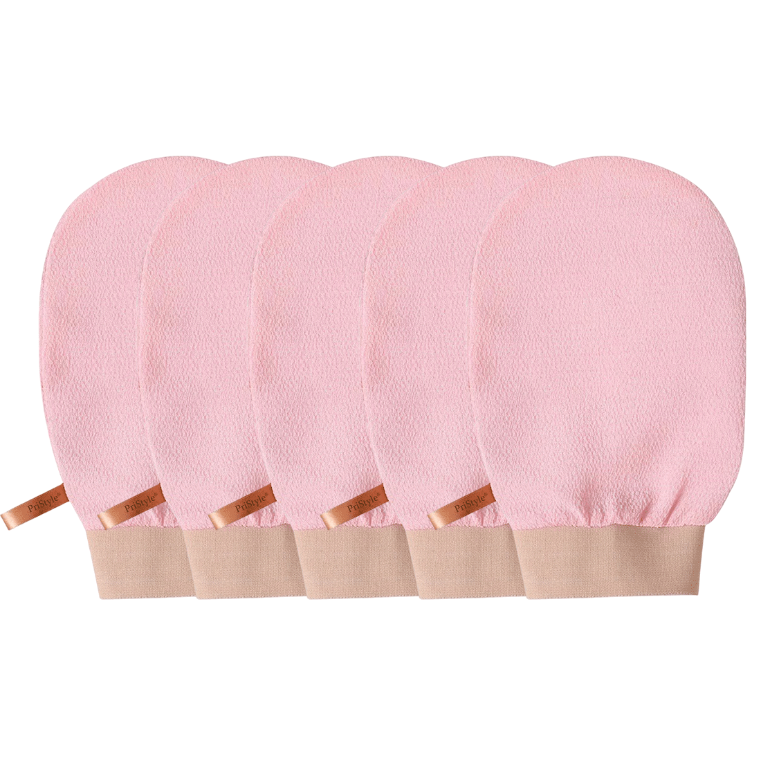 Set 5 Manusi Exfoliante Corp – Indeparteaza Celulele Moarte si Impuritatile, Piele Fina si Catifelata, Roz, PriStyle®