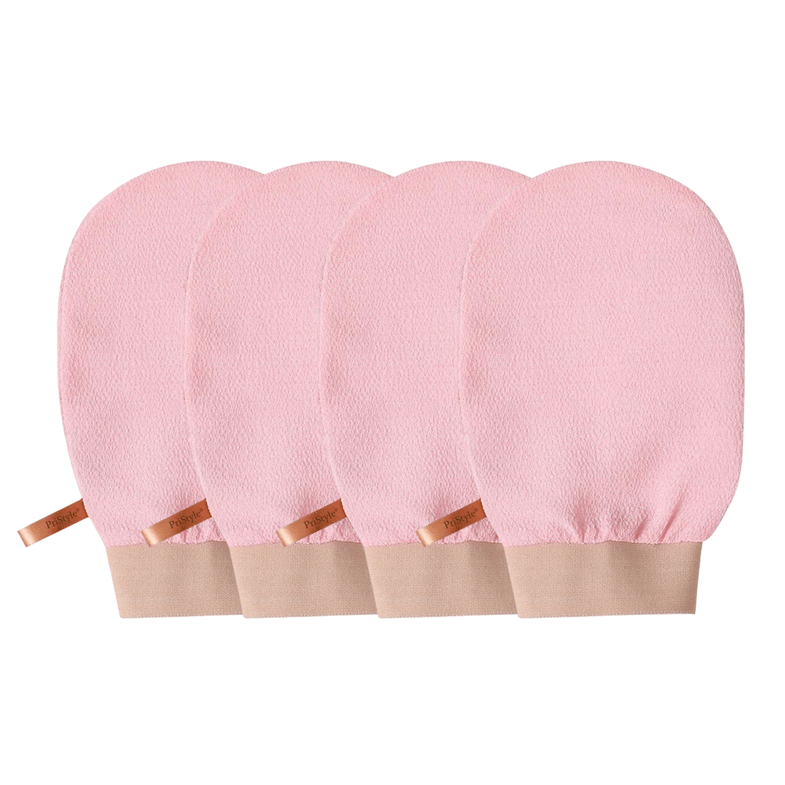 Set 4 Manusi Exfoliante Corp – Indeparteaza Celulele Moarte si Impuritatile, Piele Fina si Catifelata, Roz, PriStyle®