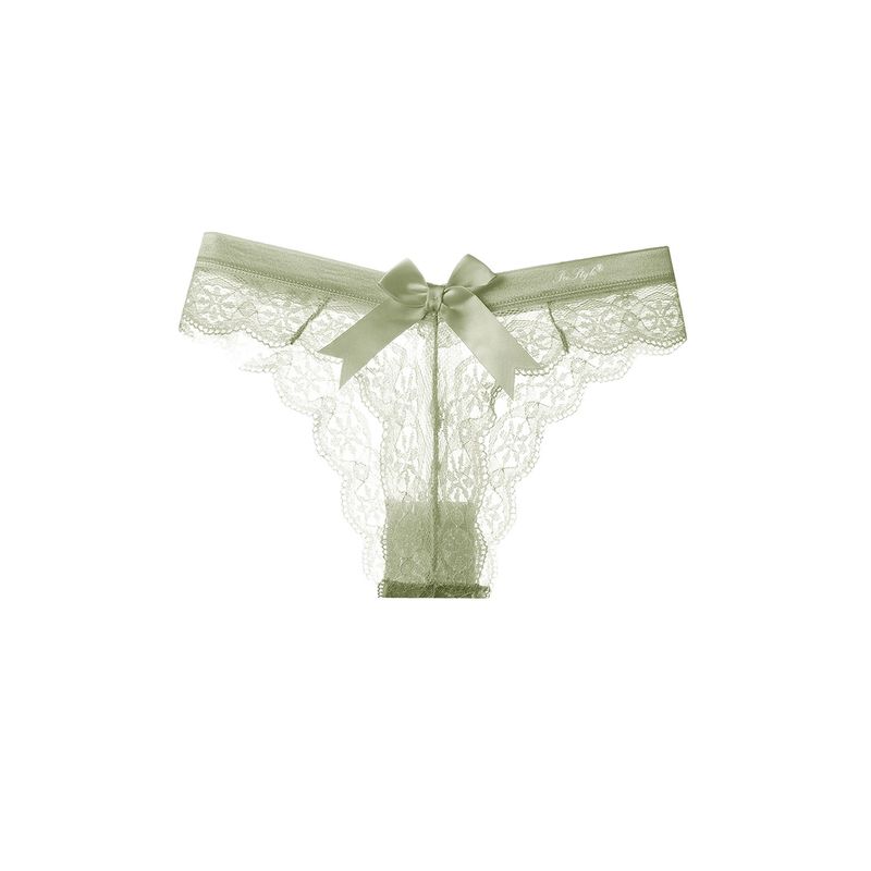 Fashion, accesorii si bijuterii - Femei - Lenjerie si pijamale femei - Lenjerie intima femei - Set 3 Chiloti Dama, cu Dantela si Fundita, Eleganti si Respirabili, tip Tanga, Verde Pastel, Marimea M, PriStyle® - Infinity.ro