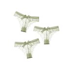 Fashion, accesorii si bijuterii - Femei - Lenjerie si pijamale femei - Lenjerie intima femei - Set 3 Chiloti Dama, cu Dantela si Fundita, Eleganti si Respirabili, tip Tanga, Verde Pastel, Marimea M, PriStyle® - Infinity.ro