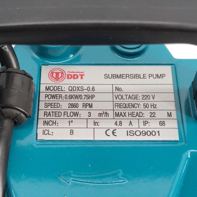 Casa si Gradina - Gradinarit si plante - Instalatii si accesorii pentru irigatii - Pompe apa - Pompa submersibila apa curata DDT QDXS-0,6F, Putere 600 W, Debit 3 mc/h, Ideala pentru piscine si fantani - Infinity.ro