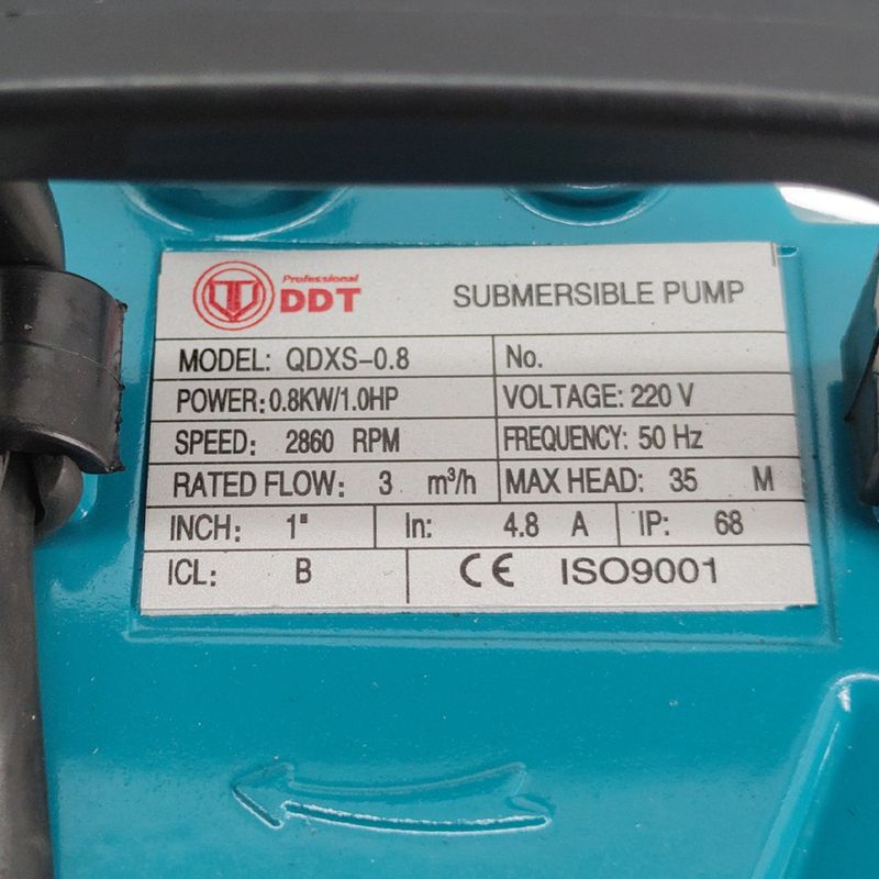 Casa si Gradina - Gradinarit si plante - Instalatii si accesorii pentru irigatii - Pompe apa - Pompa submersibila apa curata DDT QDXS-0,8, Fara plutitor, Putere 800 W, Ideala pentru piscine si fantani - Infinity.ro