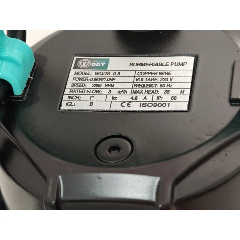 Casa si Gradina - Gradinarit si plante - Instalatii si accesorii pentru irigatii - Pompe apa - Pompa submersibila apa curata DDT WQDS-0.8, Putere 1.0 CP, Debit 3 mc/h, Refulare 35 m, Bobinaj cupru masiv - Infinity.ro