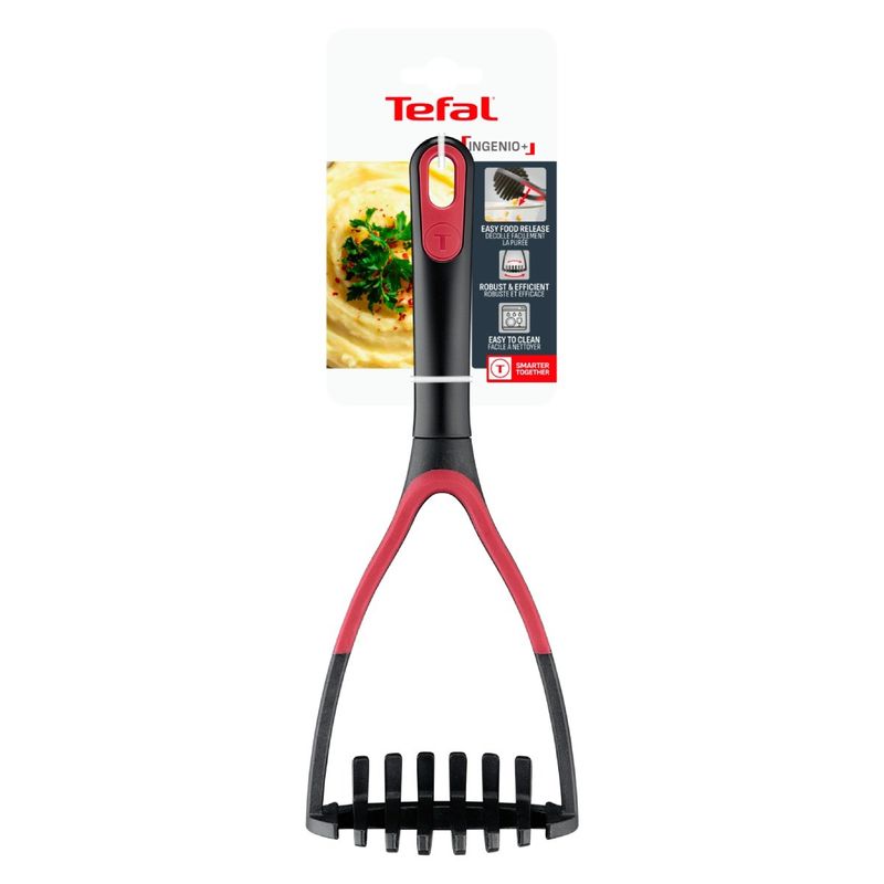 Casa si Gradina - Bucatarie si vesela - Ustensile bucatarie - Prese si storcatoare manuale - Zdrobitor de cartofi Tefal Ingenio+ K1980934, compatibilitate cu masina de spalat vase, plastic, negru & rosu - Infinity.ro