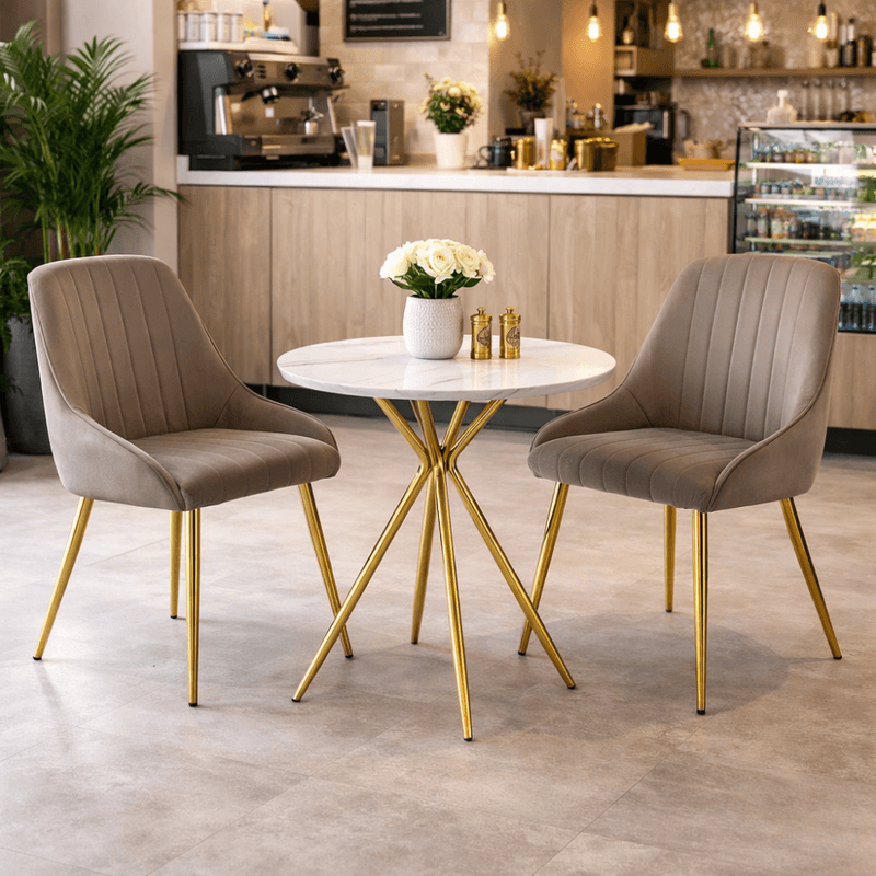 Casa si Gradina - Mobilier - Scaune si fotolii - Scaune - Scaun de luat masa, gri-maro / crom-auriu, PERLIA - Infinity.ro