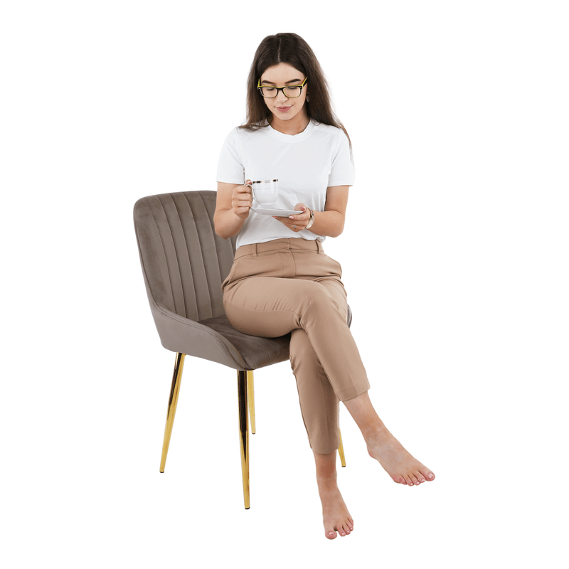 Casa si Gradina - Mobilier - Scaune si fotolii - Scaune - Scaun de luat masa, gri-maro / crom-auriu, PERLIA - Infinity.ro