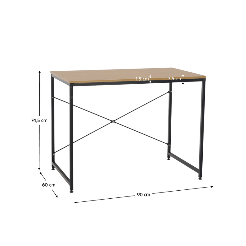 Casa si Gradina - Mobilier - Mese si birouri - Birouri - Birou, stejar / negru, 90x60 cm, MELLORA - Infinity.ro