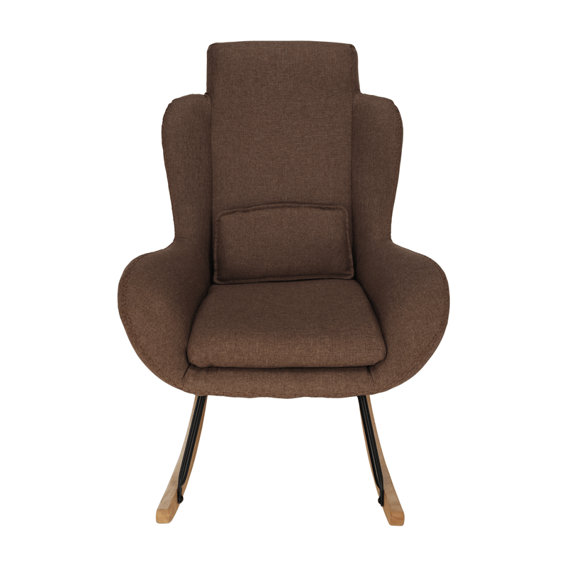 Casa si Gradina - Mobilier - Scaune si fotolii - Fotolii - Fotoliu balansoar, material textil maro deschis/lemn, HARPER - Infinity.ro