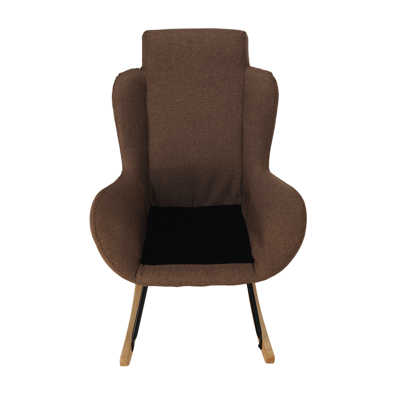 Casa si Gradina - Mobilier - Scaune si fotolii - Fotolii - Fotoliu balansoar, material textil maro deschis/lemn, HARPER - Infinity.ro