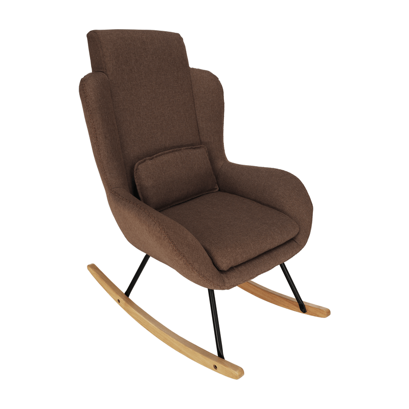 Casa si Gradina - Mobilier - Scaune si fotolii - Fotolii - Fotoliu balansoar, material textil maro deschis/lemn, HARPER - Infinity.ro