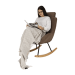 Casa si Gradina - Mobilier - Scaune si fotolii - Fotolii - Fotoliu balansoar, material textil maro deschis/lemn, HARPER - Infinity.ro