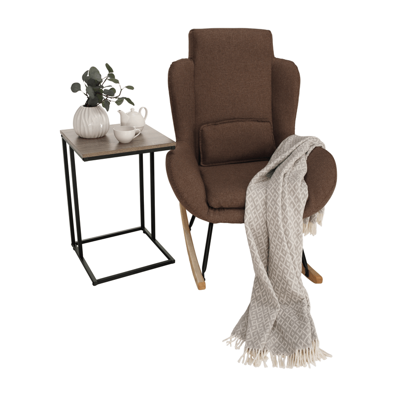 Casa si Gradina - Mobilier - Scaune si fotolii - Fotolii - Fotoliu balansoar, material textil maro deschis/lemn, HARPER - Infinity.ro