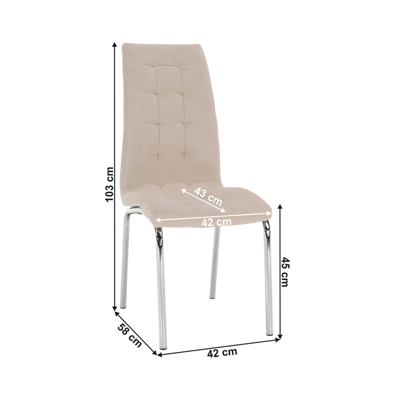 Casa si Gradina - Mobilier - Scaune si fotolii - Scaune - Scaun de masa, tesatura catifea bej / crom, GERDA NEW - Infinity.ro