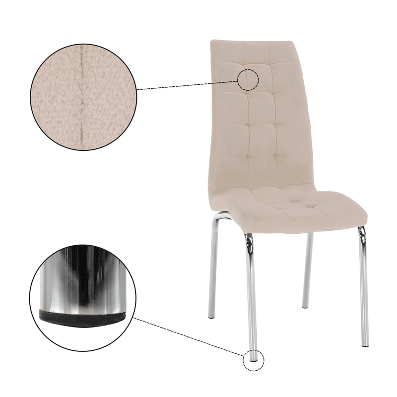 Casa si Gradina - Mobilier - Scaune si fotolii - Scaune - Scaun de masa, tesatura catifea bej / crom, GERDA NEW - Infinity.ro