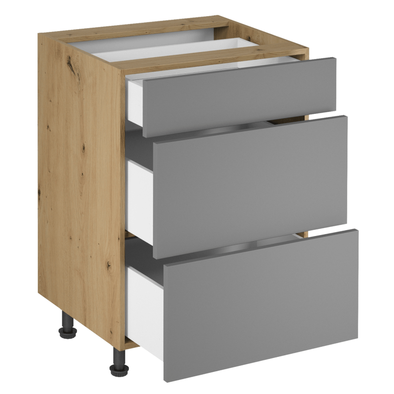 Casa si Gradina - Mobilier - Dulapuri si sifoniere - Dulapuri - Dulap de jos, stejar artizanal / gri mat, LANGEN D60S3 P - Infinity.ro